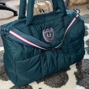 Victoria's Secret Teal Travel Bag with Embroidered Crest